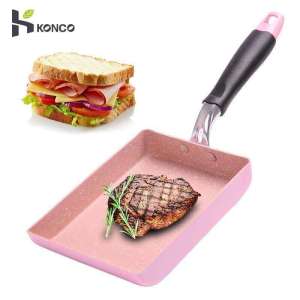 KONCO Square frying pan Mini breakfast Cooing pan Steak Flat pot for Gas and induction cooker Non-stick Fried egg pan Japanese Pancake pan