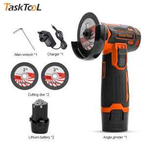 TASKTOOL 12V Cordless Mini Angle Grinder Rechargeable Grinding Polishing Cutting Power Tool With 3Inch Cutting Disc
