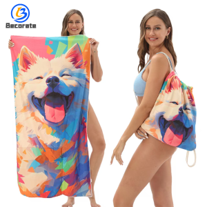 BECORATE Foldable Beach Towel Printed Bath Towel One-Piece Beach Towel One-Piece Bag Can Store Storage