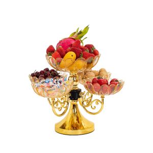 LD-C1007 Ornamental Fruit Plate Piring Saji Hidangan Buah Kue Crystal Plastik Bisa Putar Luxury Bowl