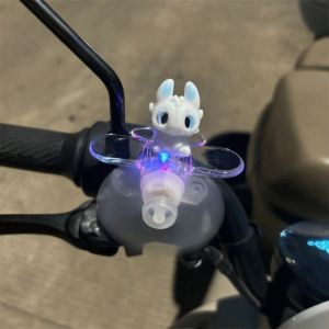 (Ship in 12H) Aitemay 4pcs Toothless Anime Figure Wind Power Mini LED Light Adhesive Wind Energy Airplane Ornament with Warning Effect Cute Auto Motorcycle Accessory