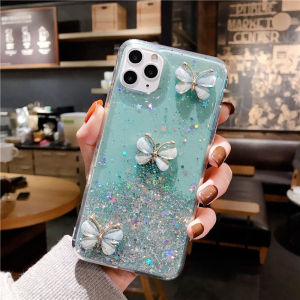 KISSCASE Luxury Diamond Butterfly Glitter Phone Case For iphone 15 14 13 12 11 Pro Max Plus INS Style Slim All-inclusive TPU+PC Anti-fall Shockproof Back Cover For iphone X XR XS Max