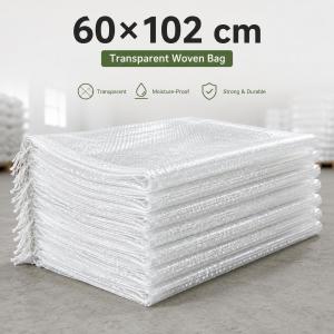 Transparent Woven Rice Storage Bag Moisture-Proof Clear PP Grain Sack 50×80cm / 60×102cm for Crops & Farm Storage