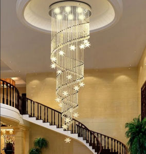 【Free Bulb+Free gifts】Tri-Colors Crystal Stair Light Dining Room Chandelier Crystal Lighs