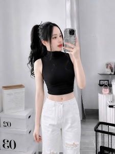 Áo croptop sát nách cổ cao KVYBODY A66 chất thun cotton borip lụa mịn dày dặn siêu co giãn thích hợp mặc ở nhà đi chơi