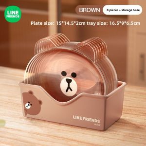 100% Authentic Line Friends Snack Plate Household Plastic Bone Plate Garbage Square LFB133/LFB333/LFB337