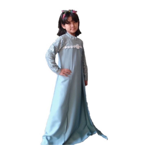 GAMIS MAXI HELENA KID / UKURAN 3-12TAHUN/ MOSCREPE KOMBI BRUKAT LAPIS FURING / GAMIS IBU DAN ANAK