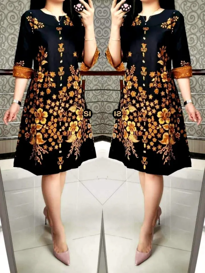 model dress batik simple dan elegan 11 Model Dress Batik A Line Terbaru 2025, Tampil Elegan di Setiap Momen