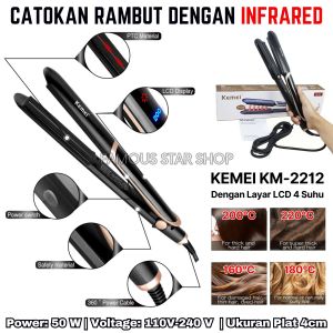 Catokan Rambut 2 in 1 KEMEI KM-2212 Infrared Layar LCD 4 Pilihan Control Suhu  Power 50W- F.S.S
