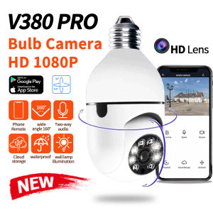 V380 Pro CCTV Camera Wireless Smart Light Bulb Cam Live Stream with Audio Waterproof Night Vision Indoor Outdoor Use