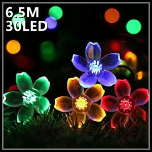 LED 6.5M Solar String Lamp Cherry Blossom Decoration Peach Lights Garden Christmas Party Fairy Wedding Christmas Decor