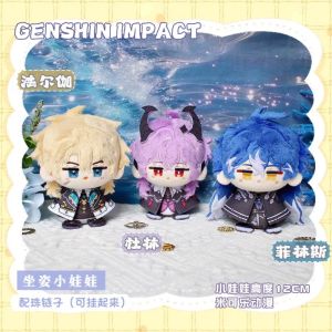 12cm Anime Game Genshin Impact Durin Flins Varka Kawaii Cosplay Cotton Dango Doll Keychain Mini Plushies Toy Figures Fans Gift