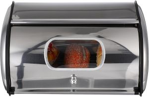 OSALADI Stainless Steel Bread with Capacity Multi-function Household Bread Organizer Kitchen Storage Container Rounded Edges Snacks and Fruits