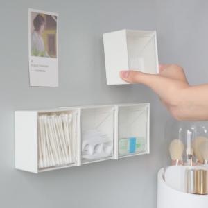 [Ready Stock+COD] Wall Mounted Flip Storage Jewelry Case Punch-Free Transparent Cotton Swabs Storage Bathroom Multifunctional Organizer