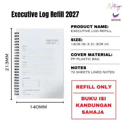 Executive Log 2027 BukuNota Cacatan | Planner Business Corporate | Diary / Notebook | Executive Log Book 2026 Planner Book 176 Pages Diary Notebook Calendar Journal Writing Notepad Oro Student Business