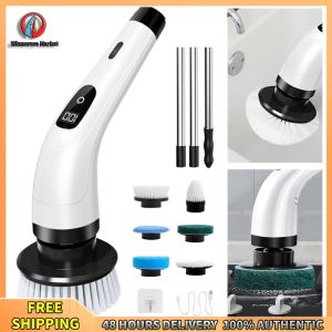 Winnereco Electric Cleaning Brush with Adjustable Length and Dual Speed for Versatile Home and Bathroom Use