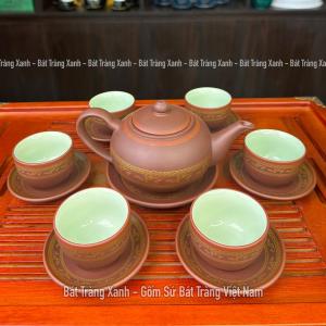 Bộ ấm chén Tống Lạc Việt - NNƯT Vương Mạnh Tuấn - Bộ ấm trà hoạ tiết trống đồng