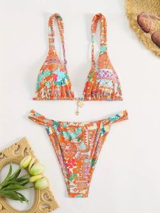 Printed Bikini Set Swimsuit Women Two Piece Swimwear Beach Wear