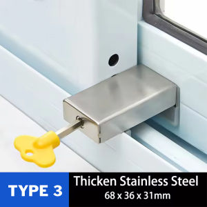 RakanKu MALAYSIA Metal Alloy No Drilling Adjustable Sliding Window Lock Anti-Theft Stopper Child Safety Kid Safety Lock Pengunci Tingkap 窗口安全鎖