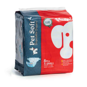 PetSoft Denim Dog Diaper Disposable Small Breed Diapers for Female 8PCS/PACK (XS/S/M)
