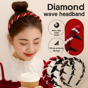 Diamond Wave Headband For Women Elegant Non-Slip Hair Accessory For Washing Face Yoga Beauty Routines Hairband