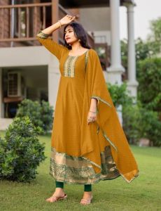 VICHITRA SILK ANARKALI GOWN WITH DUPATTA ONLY