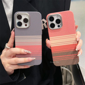 Magnetic Camera Alloy Protective Back Cover Case for iPhone 17 16 15 14 Pro Max Magnets Shell Frame Carbon Color Plaid Dots Hull
