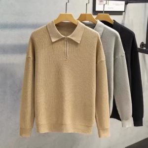 POLO Collar Sweater Men Winter Thickened Loose Half Zipper Autumn Lazy Japanese Vintage㏇X0419