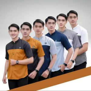 100 RIBU 4 BAJU KOKO KURTA LENGAN PENDEK BERBAGAI MODEL MUSLIM COWOK DEWASA BAHAN KATUN ADEM DIPAKAI
