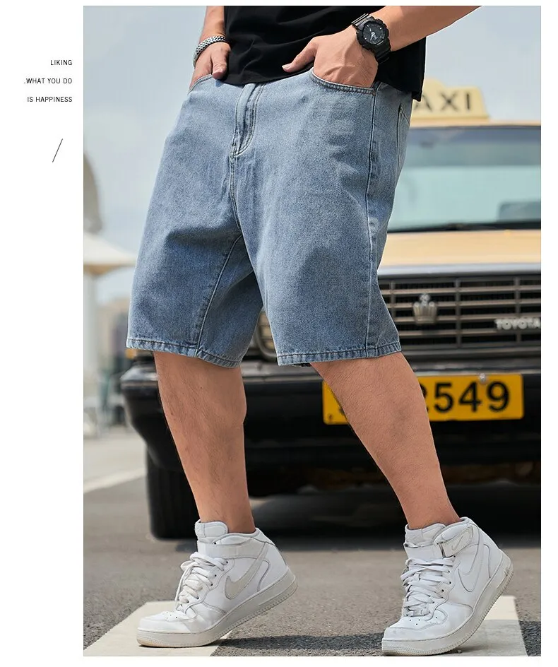 2022 Men s Denim Shorts Loose Oversized High Elastic Thin Short Jeans Summer Casual Pants Male Blue Large Size 48 46 44 42 40 Lazada