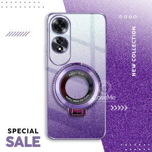 Soft Case Oppo A60 Case Gliter Standing Magnetic Ring Holder Wireles Silicone Casing