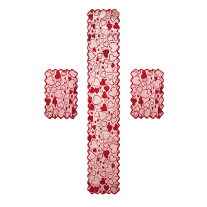 Bồi bàn valentine đồ bọc chân bàn đỏ Thảm trải bàn Valentine trang trí bồi bàn Valentine trung tâm