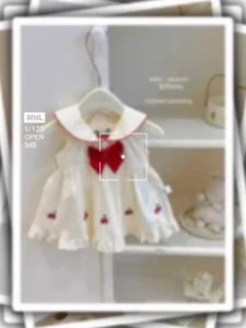 EST20A12 - GIRLS OOTD WHITE SLEVELESS CUTE DRESS w/ BIG RED RIBBON