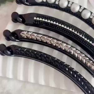 Aesthetic Full Rhinestone/ Pearl 10cm Banana Hair Clip/ Korea Fashion Hair Clip/ Hair Accessories