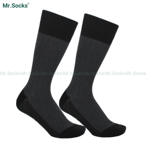 Tất nam công sở Mr.Socks cổ cao 25cm họa tiết xương cá chất liệu cotton cao cấp hút ẩm thoáng khí - MIX14-1DOI