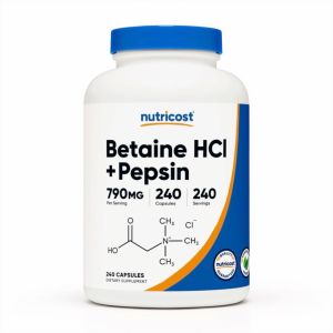 Nutricost Betaine HCl + Pepsin 790mg per serving 240 capsules 240 capsules Non-GMO