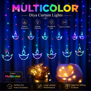 🪔Deepavali Lights LED Curtain Diwali Diya Lights 144LED 11 Modes 3 Colors Fairy Lights For Diwali Deepavali Decoration