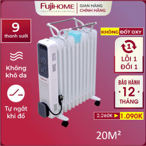 Máy sưởi dầu Nhập Khẩu không khô da Fujihome 9 thanh máy sưởi ấm điện tự ngắt không đốt oxi không gốm mini