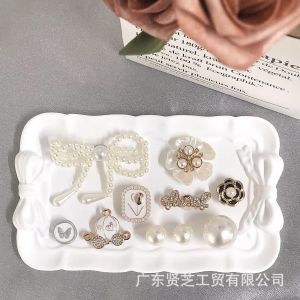 10Pcs Crocs Jibbitz Charms Sparkling Diamond Butterfly Shoe Buckle Detachable Pearl Bow Decoration for Crocs