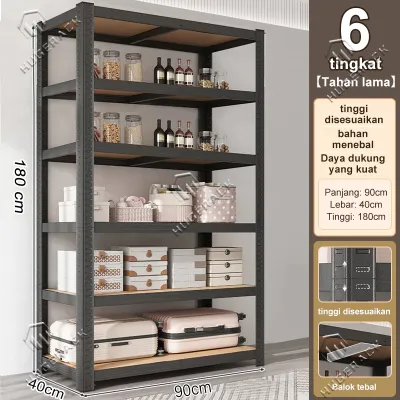 Kaman Rak Gudang Besi Siku 120x40x200cm 3 4 5 6 Susun Lubang Serbaguna dan Praktis