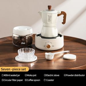 Bincoo van đôi ấm moka với bếp nhỏ gia đình Bình đựng cà phê đặt ý máy pha cà phê nhỏ 2 ly