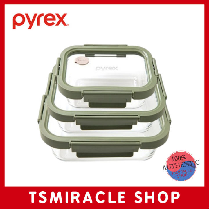 Pyrex Container Better Pyrex Olive Green Steam&All Glass Airtight Container square container 6 ...
