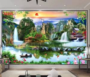 Tranh gạch thác nước trang trí nhà