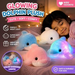 Luminous Dolphin Plush Toy Led Light Stuffed Animal Pillow Soft Cute Kids Gift