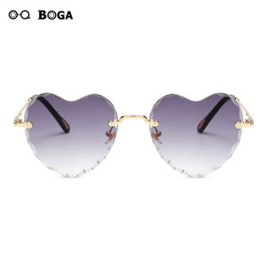 OQ BOGA 6 Styles Fashion Women Heart Frame Lens Color Gradient Sunglasses Female Colorful Rimless Sun Glasses UV400