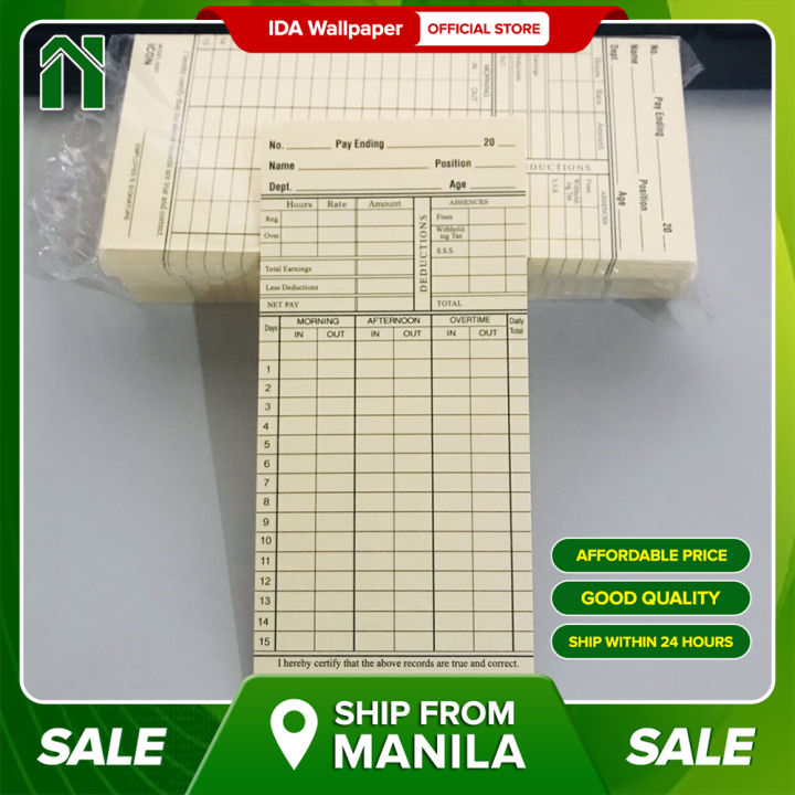 IDA Time Card Monthly Two Sided for Employee Attendance Time Clock ...