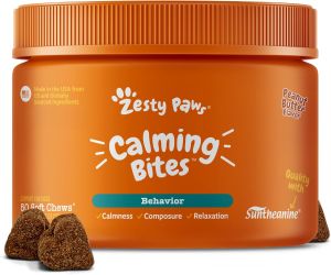 Zesty Paws Calming Chews for Dogs - Dog Calming Supplement PB 90 Ct