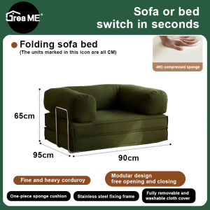 【10 Years Warranty】DreaME Furniture Folding sofa bed integrated dual-purpose full sponge roll pack compressed fabric sofa with handrail 1.5/2.2M Applicable to living room three-person small living room sofa set