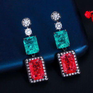 SEQUITO Classy Women Ear Jewelry Silvery Black Gold Plated Pave Setting Multicolor AAA Cubic Zirconia High Quality Long Drop Banquet Party Earrings SE810