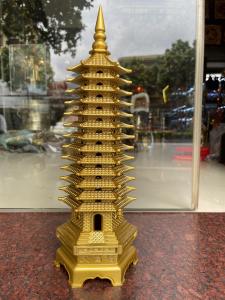 Tháp văn xương bằng đồng 13 tầng cao 40cm phong thủy đế rộng 14cm nặng 4kg loại sắc nét